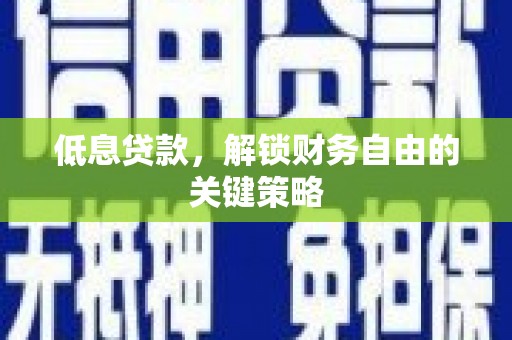 尼勒克低息贷款，解锁财务自由的关键策略