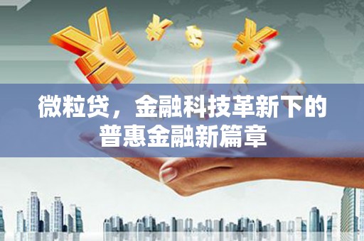 尼勒克微粒贷，金融科技革新下的普惠金融新篇章